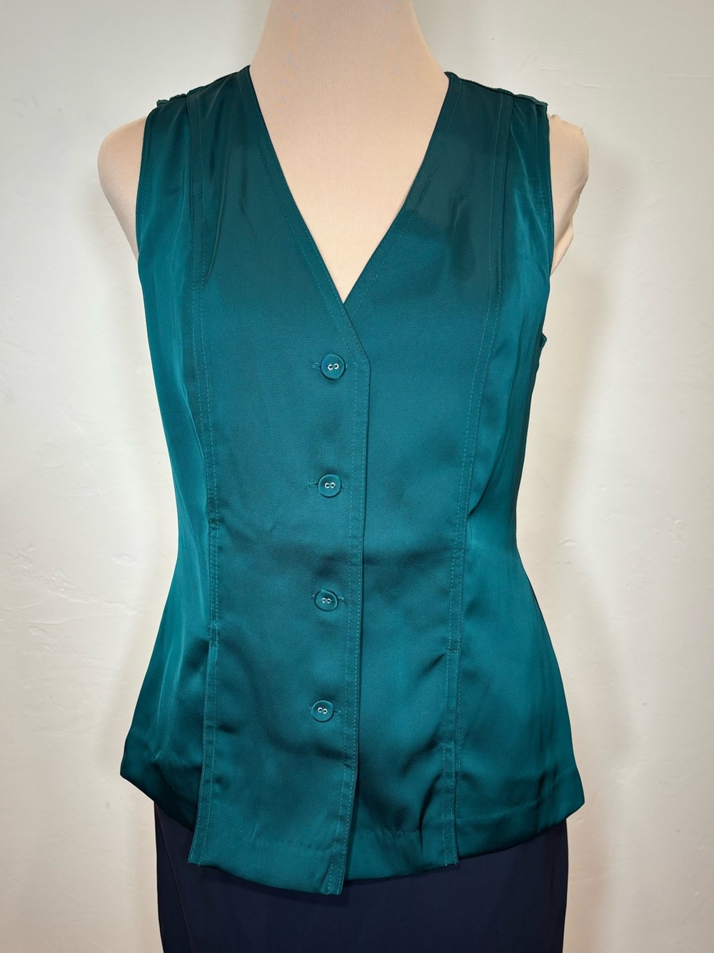 NWT Banana Republic Factory Vest Blouse, Sapphire Green, Size 0